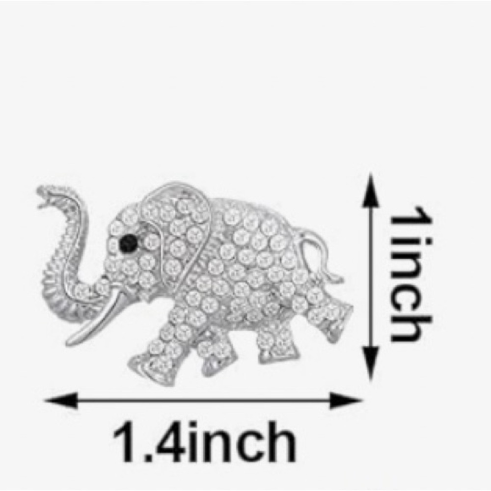 Silver Elephant Brooch with Crystals - Picture 2 of 4